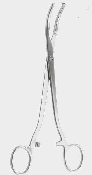 Затискач МІКУЛІЧА (MIKULICZ) очеревинний, з перехресною нарізкою, 1х2 зубці, 21 см (сm)